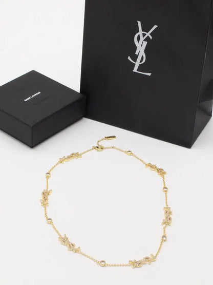 سلسال ايف سان لوران زركون لوقو سلسال ysl ذهبي