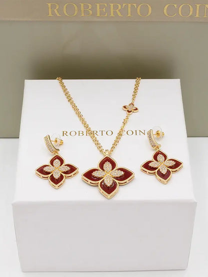 طقم روبرتو كوين 22690 اطقم roberto coin عنابي ذهبي