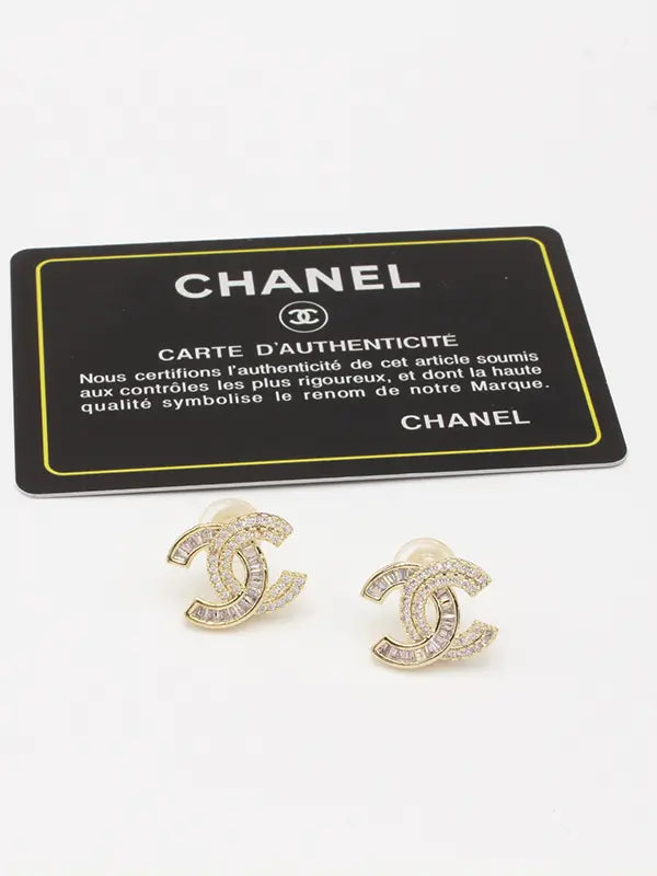 حلق شانيل زركون لوقو 619 حلق chanel ذهبي