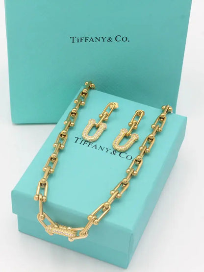 طقم تيفاني الجديد زركون 2 قطع اطقم tiffany ذهبي