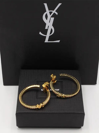 حلق ايف سان لوران زركون لوقو حلق ysl