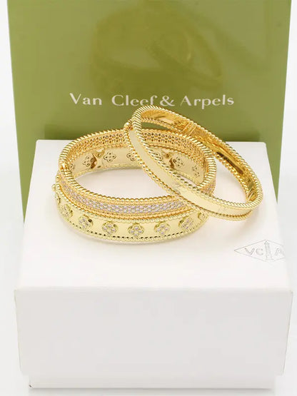 مجموعه اساور فان كليف مرصعة زركون ماستر اسواره van cleef ذهبي