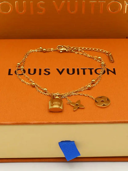خلحال لويس فيتون بنتدنت ذهبي خلخال louis vuitton