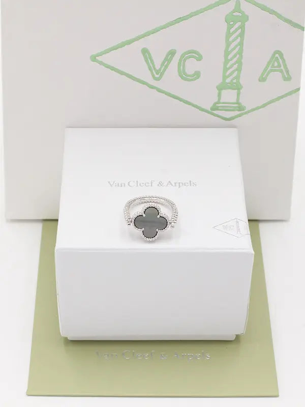 خاتم فان كليف الجديد متحرك وجهين لوقو خواتم van cleef رمادي فضي 7