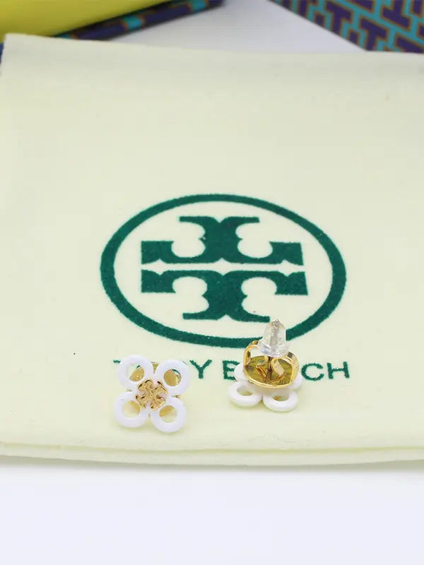حلق توري بورش ابيض لوقو حلق tory burch