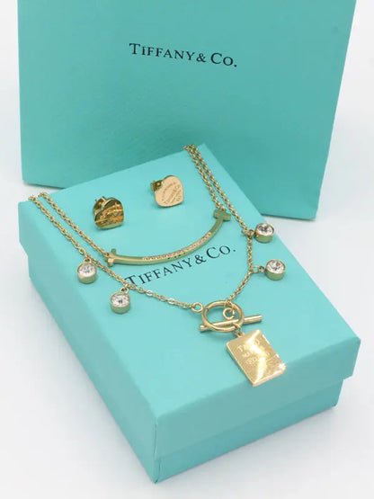 طقم تيفاني ميتال دبل شاين ستونز اطقم tiffany