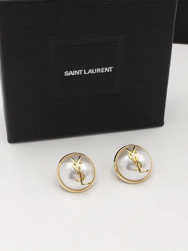 حلق ايف سان لوران بيرل لوقو قولد حلق ysl