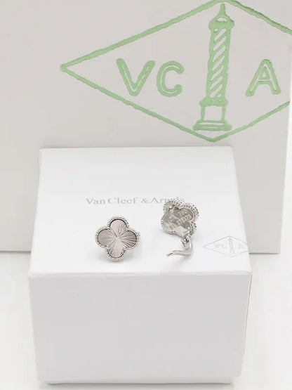 حلق فان كليف شيل ملون كبس حلق van cleef فضي