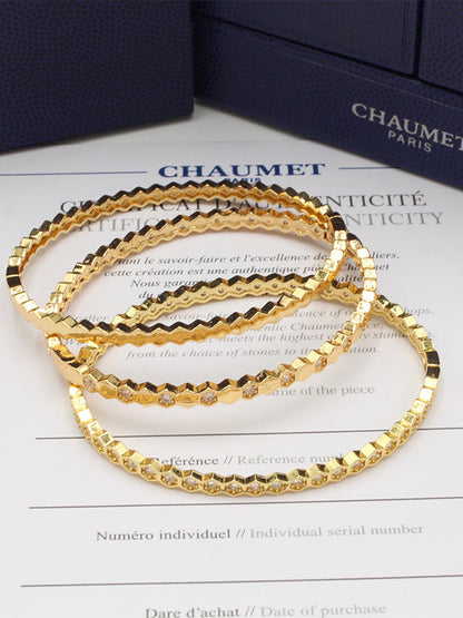 اساور شومية 3 قطع ملونه مقاس 17 اسواره chaumet ذهبي