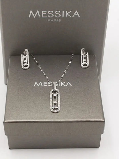 طقم ميسيكا زركون ناعم 2 قطع اطقم messika فضي