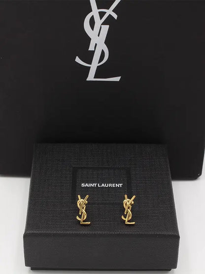 حلق ايف سان لوران برونزى صغير حلق ysl