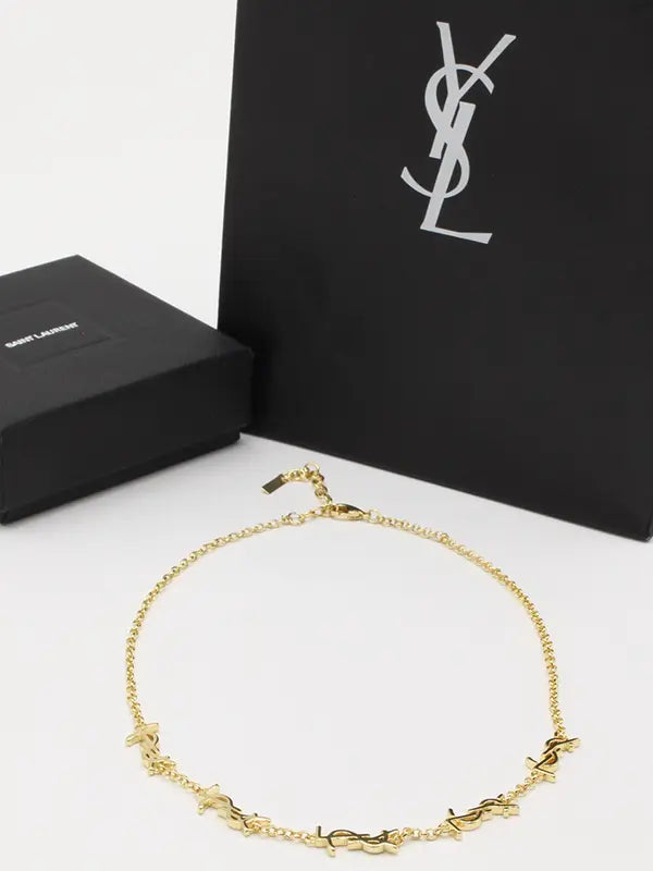 سلسال ايف سان لوران عقد ذهبي سلسال ysl