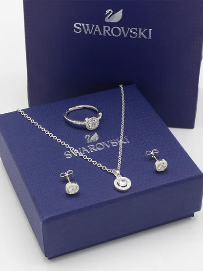 طقم سواروفسكي ابيض اطقم Swarovski فضي