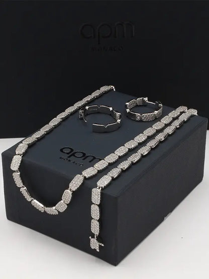 طقم اي بي ام زركون لوقو فضي اطقم APM