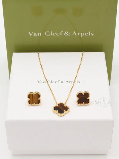 طقم فان كليف لوقو ناعم 689 اطقم van cleef بني ذهبي