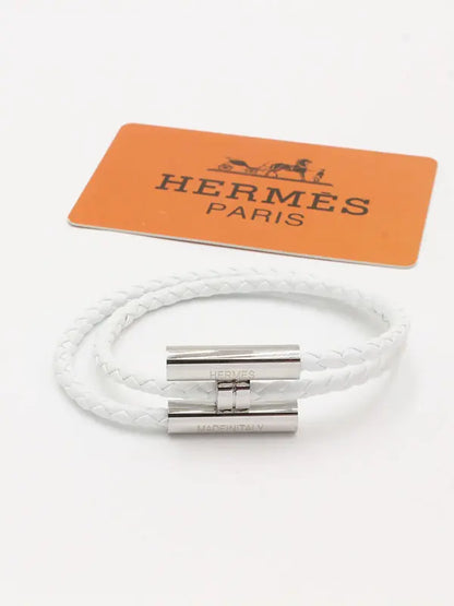 اسواره هيرمز لوقو نيو ليذر رجالي اسواره HERMES ابيض فضي رجالي 19