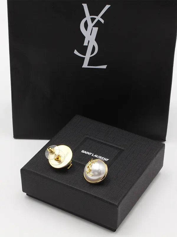 حلق ايف سان لوران بيرل لوقو قولد حلق ysl