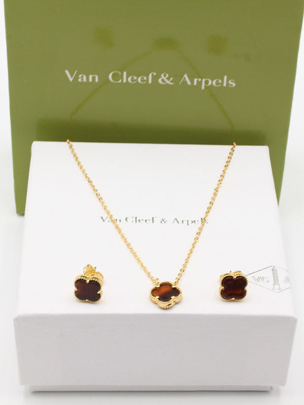 طقم فان كليف ناعم 2 قطع اطقم van cleef بني ذهبي