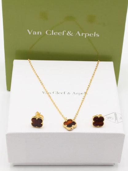 طقم فان كليف ناعم 2 قطع اطقم van cleef بني ذهبي