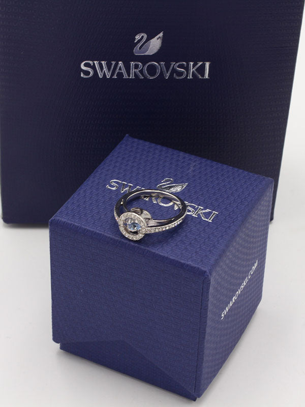 خاتم سواروفسكي ون ستون زركون خواتم Swarovski فضي 6