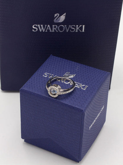 خاتم سواروفسكي ون ستون زركون خواتم Swarovski فضي 6
