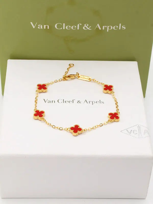 اساور فان كليف لوقو صغير اسواره van cleef احمر ذهبي
