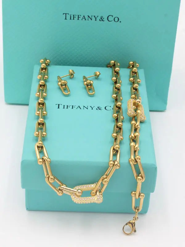 طقم تيفاني زركون 3 قطع اطقم tiffany ذهبي