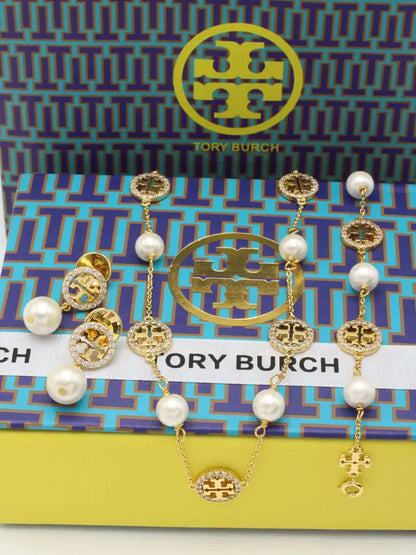 طقم توري بورش 3 قطع زركون ولولو اطقم tory burch ذهبي