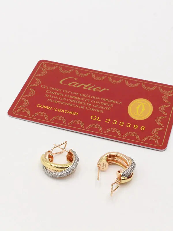 حلق كارتير لوقو ماستر زركون متشابك حلق CARTIER ملون