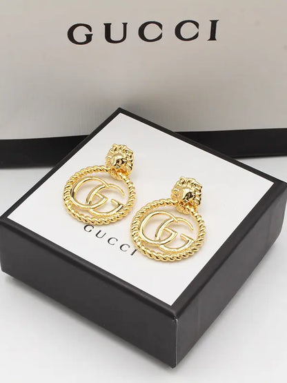 حلق قوتشي انتيك مدور كبير حلق gucci