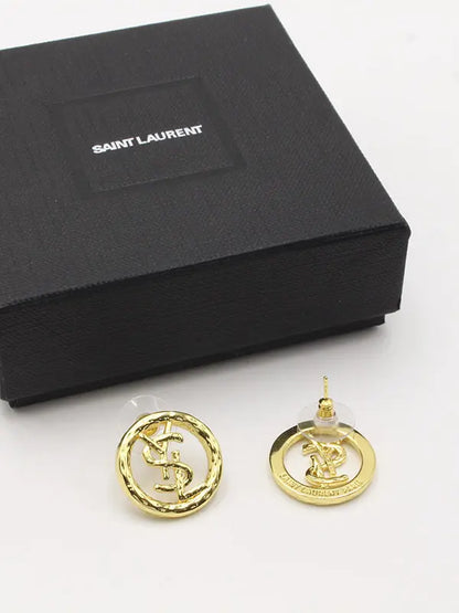 حلق ايف سان لوران ميتال مدور لوقو حلق ysl