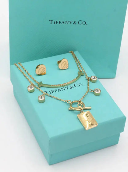طقم تيفاني ميتال دبل شاين ستونز اطقم tiffany