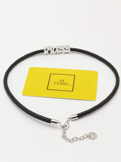 تشوكر فندي بلاك ليذر لوقو سلسال fendi