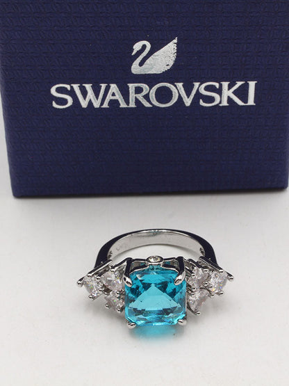 خاتم سواروفسكي بيق بلو سكوير خواتم Swarovski