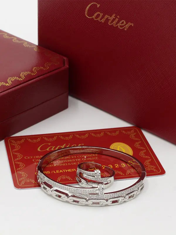 اساور وخاتم كارتير زركون 785 اسواره CARTIER فضي