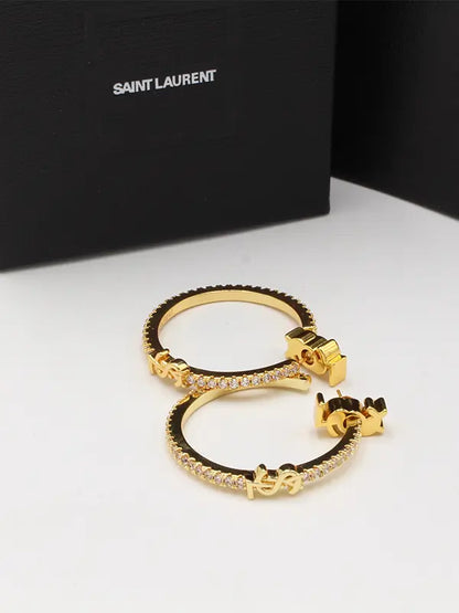 حلق ايف سان لوران زركون لوقو حلق ysl