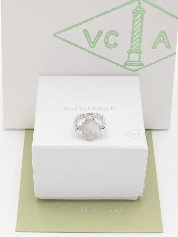 خاتم فان كليف الجديد متحرك وجهين لوقو خواتم van cleef ابيض فضي 7