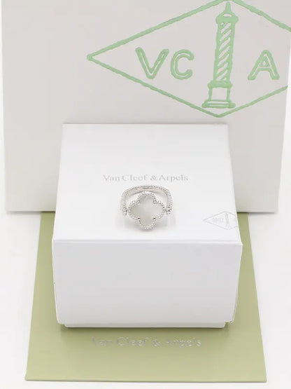خاتم فان كليف الجديد متحرك وجهين لوقو خواتم van cleef ابيض فضي 7