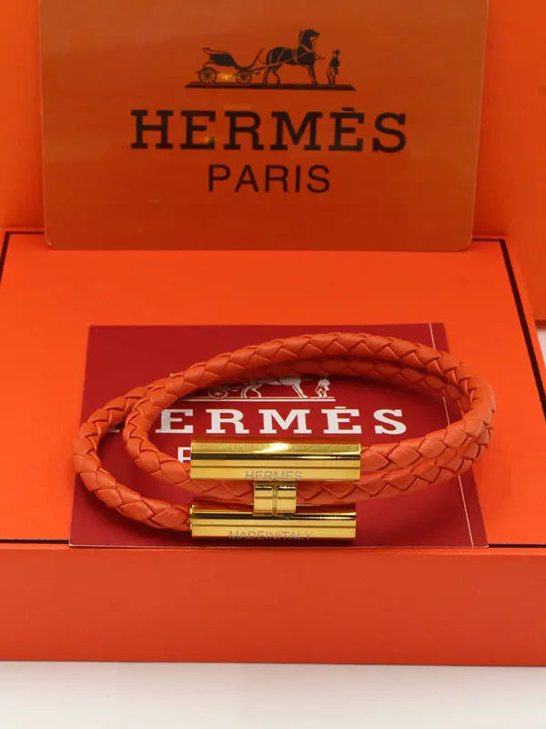 اسواره هيرمز لوقو نيو ليذر نسائي اسواره HERMES اورنج ذهبي نسائي 17