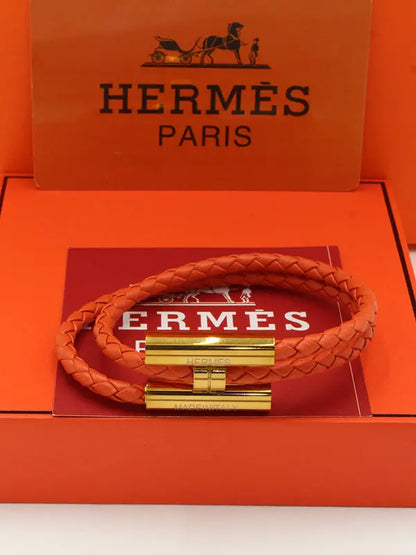 اسواره هيرمز لوقو نيو ليذر نسائي اسواره HERMES اورنج ذهبي نسائي 17