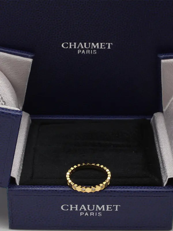 دبلة شومية لوقو هاف ستون خواتم chaumet ذهبي 9