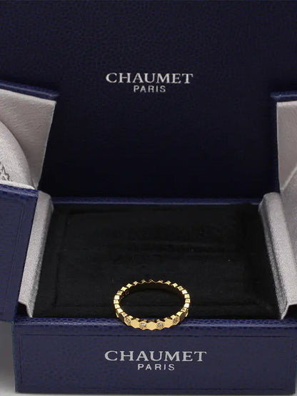 دبلة شومية لوقو هاف ستون خواتم chaumet ذهبي 9