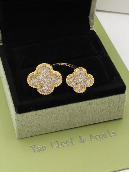 خاتم فان كليف وردتين ماستر خواتم van cleef ذهبي