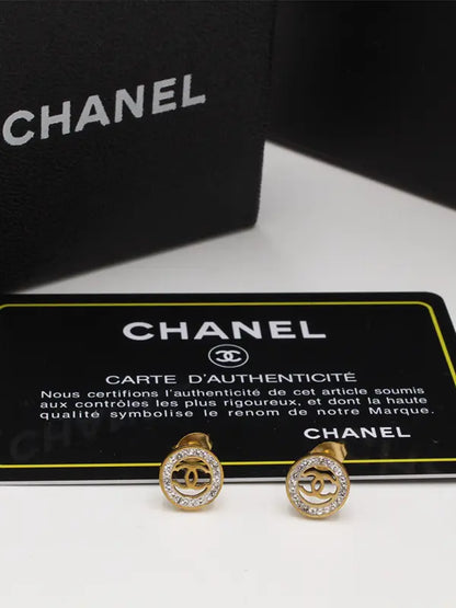 حلق شانيل كريستال صغير 527 حلق chanel ذهبي