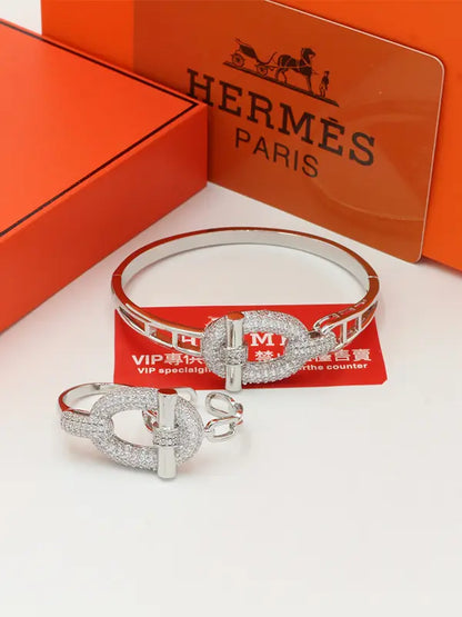 اساور هيرمز 25 بانقل مع خاتم اسواره HERMES فضي