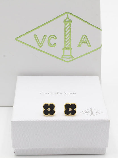 حلق فان كليف ستون لوقو حلق van cleef اسود ذهبي