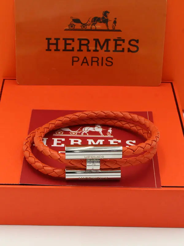 اسواره هيرمز لوقو نيو ليذر نسائي اسواره HERMES اورنج فضي نسائي 17