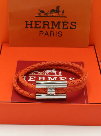اسواره هيرمز لوقو نيو ليذر نسائي اسواره HERMES اورنج فضي نسائي 17