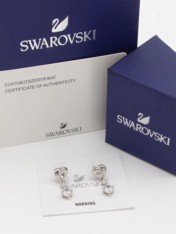 حلق سواروفسكي هارت بندنت لوقو حلق Swarovski فضي