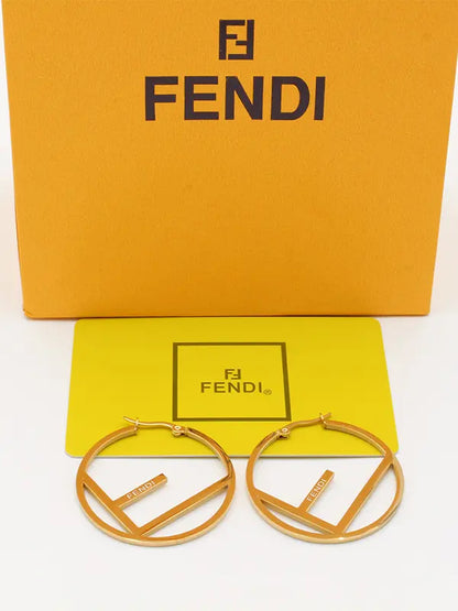 حلق فندي مدور كبير فلات لوقو حلق fendi